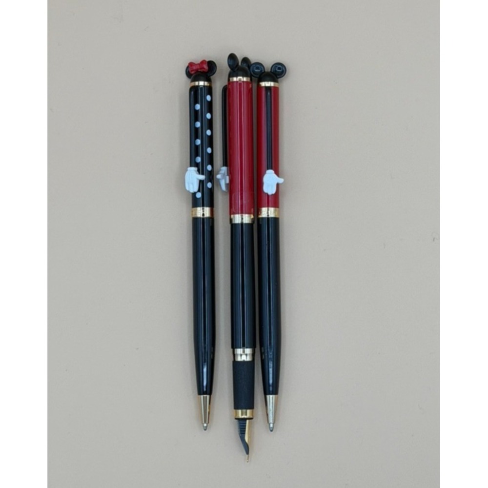 Vintage Colibri Disney Mickey Minnie 3 Pen Lot Fountain Ballpoint 1990s